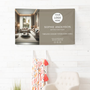 Modern Logo Foto Taupe Zakelijk Bedrijf Spandoek
