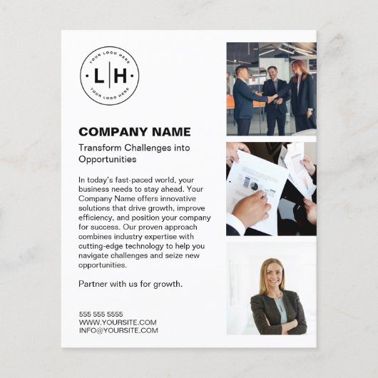 Modern Logo Foto Wit Professioneel Bedrijf Flyer (Voorkant)