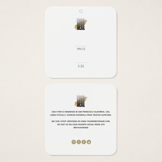 Modern Logo Hanging Square Clothing Price Label Vierkante Visitekaartjes (Voorkant /achterkant)