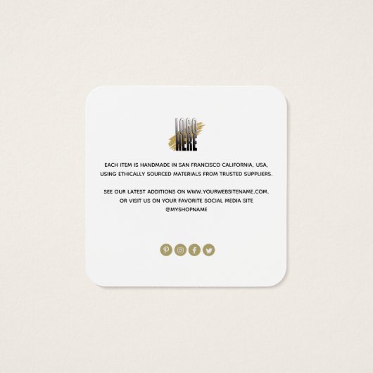 Modern Logo Hanging Square Clothing Price Label Vierkante Visitekaartjes (Achterkant)