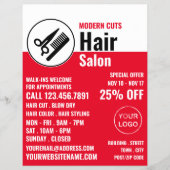 Modern Logo, Kapper, Kapsalon Advertentie Flyer (Voorkant)