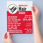 Modern Logo, Kapper, Kapsalon Advertentie Flyer (Hand)
