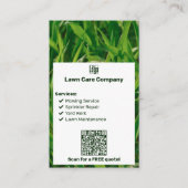 Modern Logo List QR Call to Action Lawn Care Visitekaartje (Voorkant)