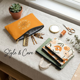 Modern logo met aangepaste tekst oranje etui