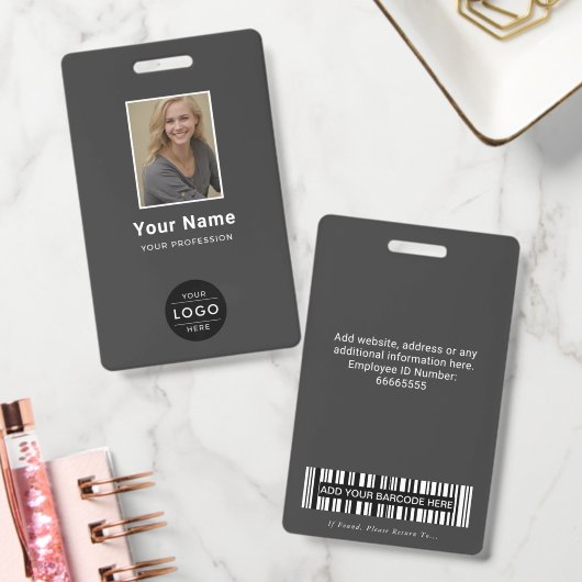 Modern logo met barcode in houtskoolgrijs voor zak badge (Kantoor)