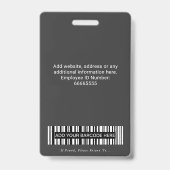 Modern logo met barcode in houtskoolgrijs voor zak badge (Achterkant)