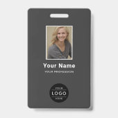 Modern logo met barcode in houtskoolgrijs voor zak badge (Voorzijde)