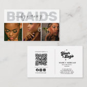 Modern Logo Met QR-Code Voor Haarvlechter Visitekaartje (Voorkant / Achterkant)