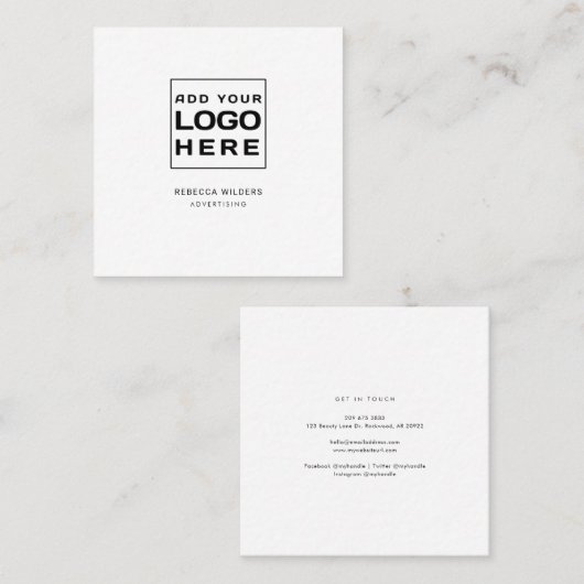 Modern Logo minimalistisch gebruik Vierkante Visitekaartje (Voorkant / Achterkant)