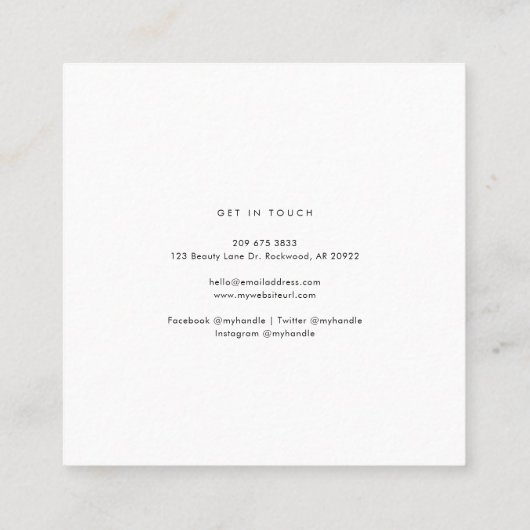 Modern Logo minimalistisch gebruik Vierkante Visitekaartje (Achterkant)