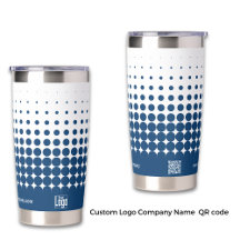 Modern Logo Naam QR-code WWW Blauw Wit Halftone