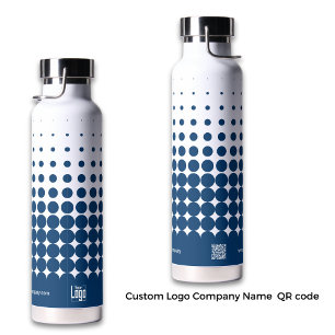 Modern Logo Naam QR-code WWW Blauw Wit Halftone Waterfles