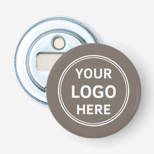 Modern Logo-opener voor Bedrijven in Taupe Button Flesopener