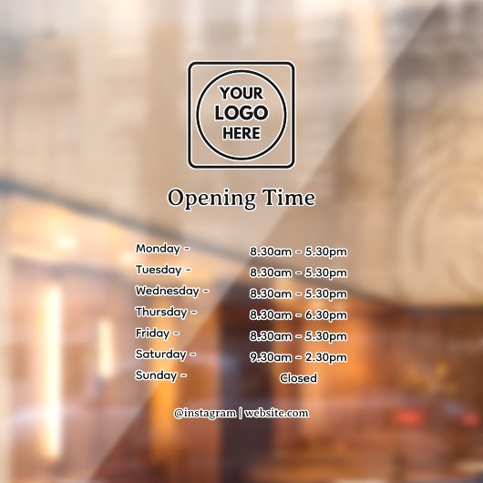 Modern logo | Openingstijden bord met eigen bedrij Raamsticker (Vel 2)