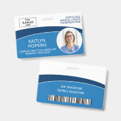 Modern Logo Pasfoto ID Barcode Verpleegster Naam Badge (Voor- en achterkant)