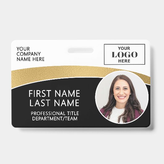 Modern Logo Pasfoto ID Streepjescode Medewerker Na Badge (Voorzijde)