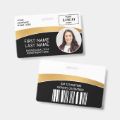 Modern Logo Pasfoto ID Streepjescode Medewerker Na Badge (Voor- en achterkant)
