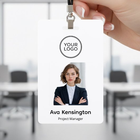 Modern Logo & Photo | Custom Employee Name Badge