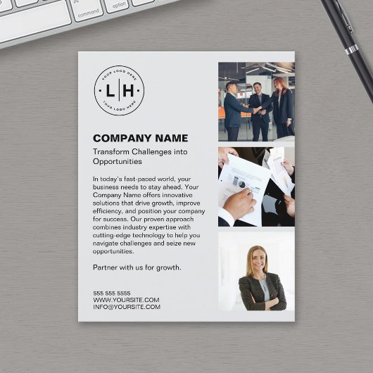 Modern Logo Photo Grey Professioneel Bedrijf Flyer