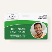 Modern Logo Photo ID Barcode Employee Name Badge (Voorkant)