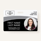 Modern Logo Photo ID Barcode Employee Name Badge (Voorkant)