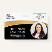 Modern Logo Photo ID Barcode Employee Name Badge (Voorkant)
