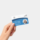 Modern Logo Photo ID Barcode Employee Name Badge (Handheld)