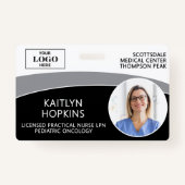 Modern Logo Photo ID Barcode Nurse Name Badge (Voorkant)
