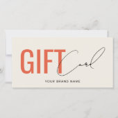 Modern logo professioneel beige oranje cadeaukaart (Voorkant)