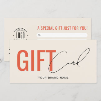 Modern logo professioneel beige oranje cadeaukaart