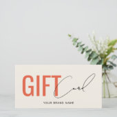 Modern logo professioneel beige oranje cadeaukaart (Staand voorkant)