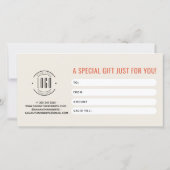 Modern logo professioneel beige oranje cadeaukaart (Achterkant)