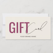 Modern logo professioneel beige rood cadeaukaart (Voorkant)