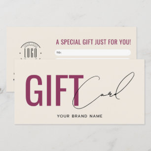 Modern logo professioneel beige rood cadeaukaart