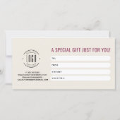 Modern logo professioneel beige rood cadeaukaart (Achterkant)