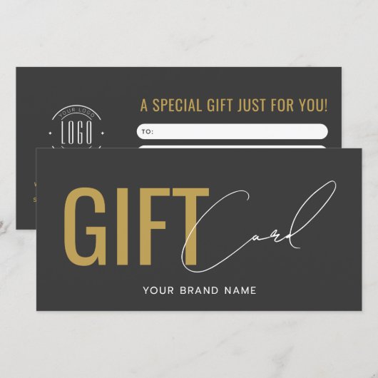 Modern logo professioneel grijs goud cadeaukaart (Voorkant / Achterkant)