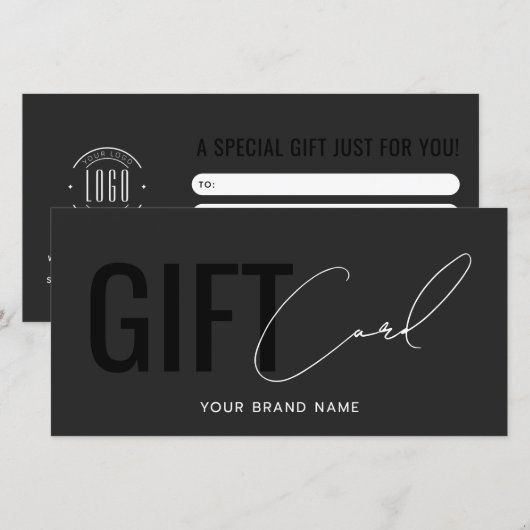 Modern logo professioneel grijs zwarte cadeaukaart (Voorkant / Achterkant)