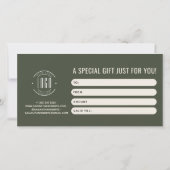 Modern logo professioneel groene cadeaukaart (Achterkant)
