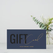 Modern logo professioneel navyblauw cadeaukaart (Staand voorkant)