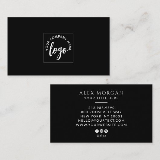 Modern Logo Professioneel Zwart Visitekaartje (Voorkant / Achterkant)