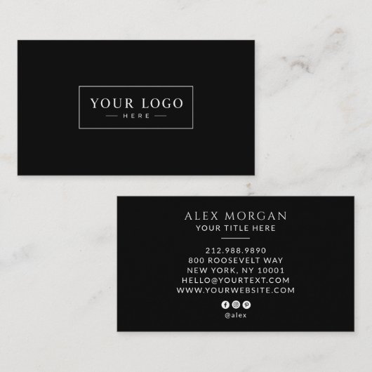 Modern Logo Professioneel Zwart Visitekaartje (Voorkant / Achterkant)