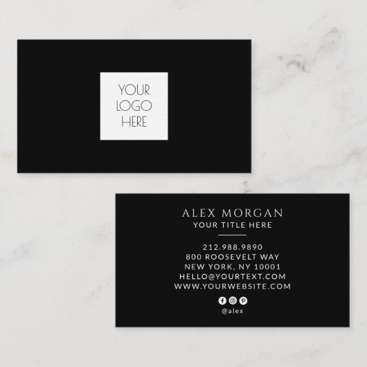 Modern Logo Professioneel Zwart Visitekaartje (Voorkant / Achterkant)