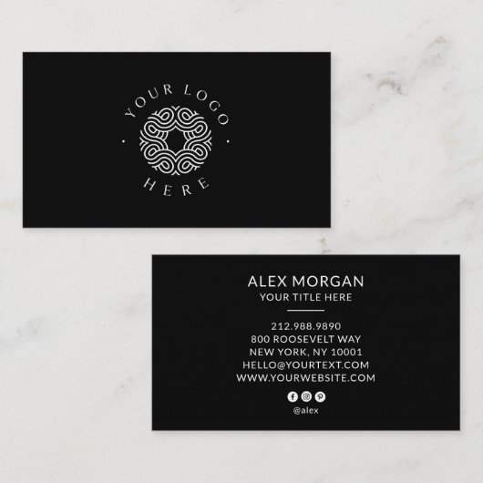 Modern Logo Professioneel Zwart Visitekaartje (Voorkant / Achterkant)