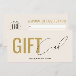 Modern logo professionele beige gouden cadeaukaart