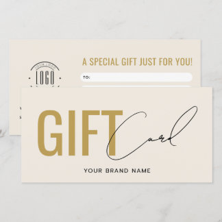 Modern logo professionele beige gouden cadeaukaart