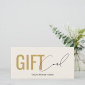 Modern logo professionele beige gouden cadeaukaart (Staand voorkant)