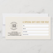 Modern logo professionele beige gouden cadeaukaart (Achterkant)
