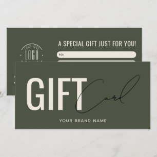Modern logo professionele olijfgroene cadeaukaart