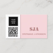 Modern Logo QR Code Blush Pink Professional Visitekaartje (Voorkant)
