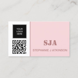 Modern Logo QR Code Blush Pink Professional Visitekaartje
